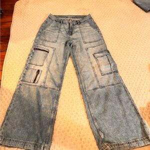 Woman’s Blue Denim Cargo Pants